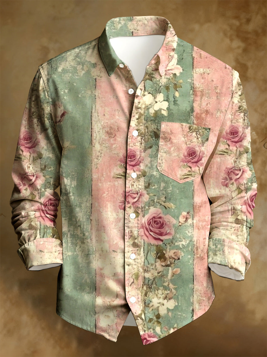 Langärmliges Bedrucktes Herren-Hemd im Business-Stil