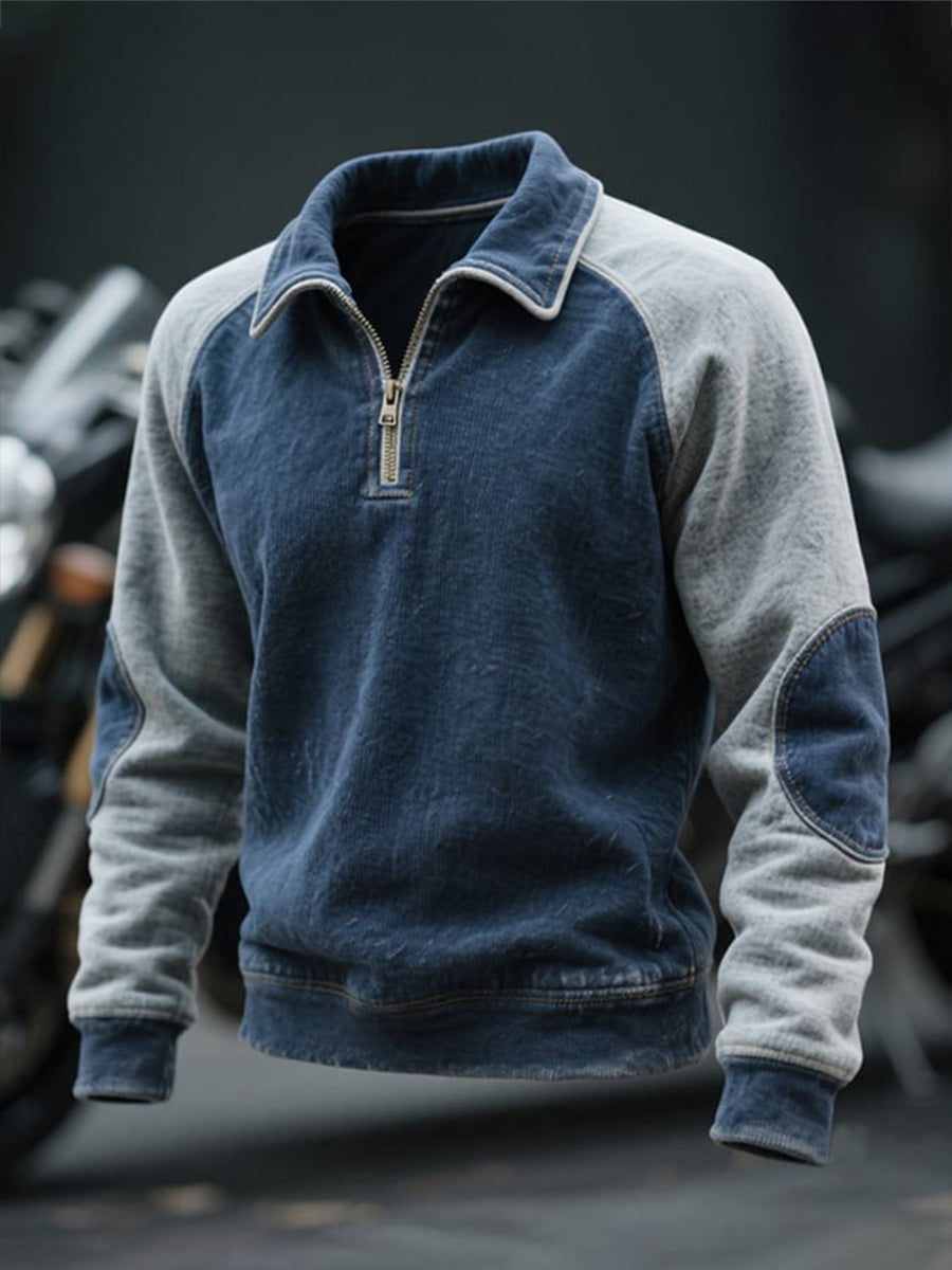 Herren Vintage gewaschene Kragen oberteil