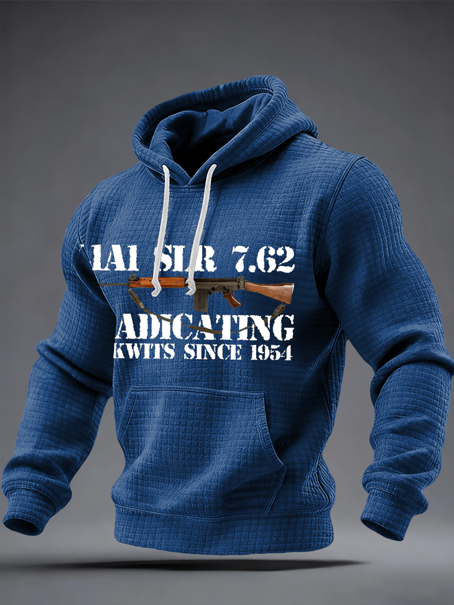 Men's SLR Gun L1AL 7.62 Printed Checkered Cotton Hoodie