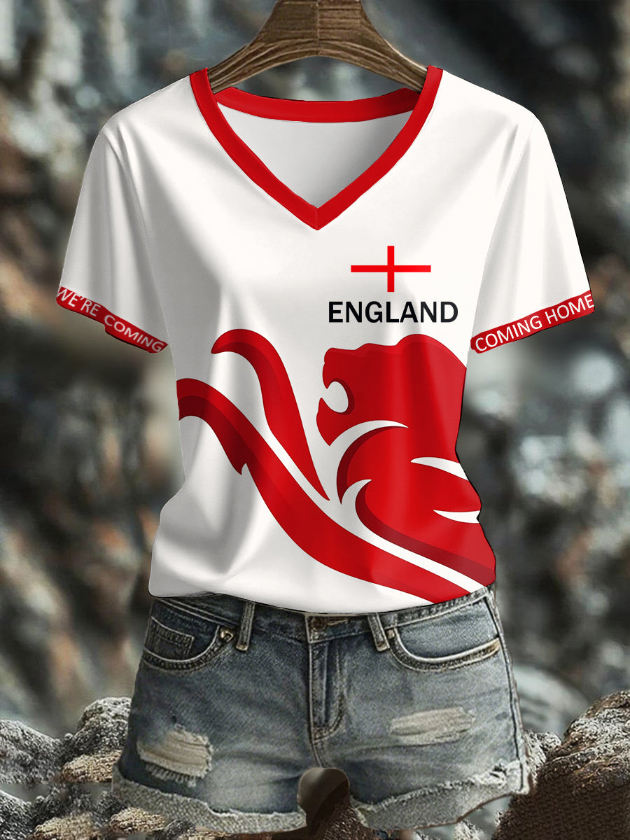 Women's England Lions Football Lover Printed T-shirt