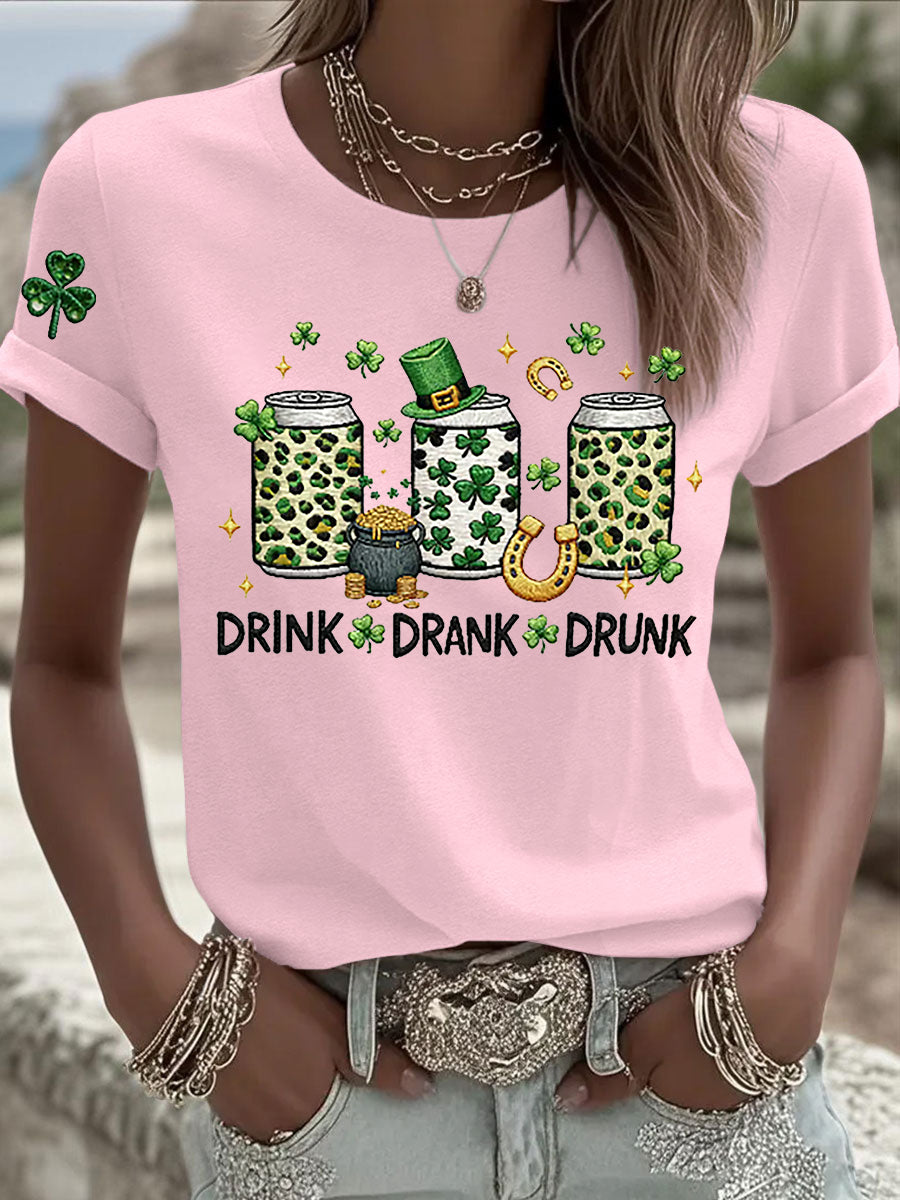 Women's St Patrick's Day Shamrock Art Short Sleeve T-Shirt