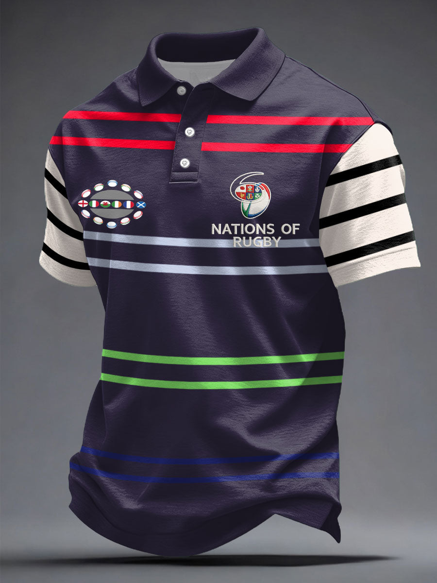 Men's Nations of Rugby Lover Printed Casual Tops