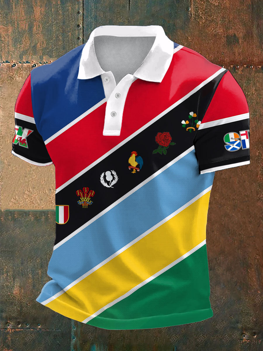 Men's Rugby Lover Game of Nations Printed Casual Tops
