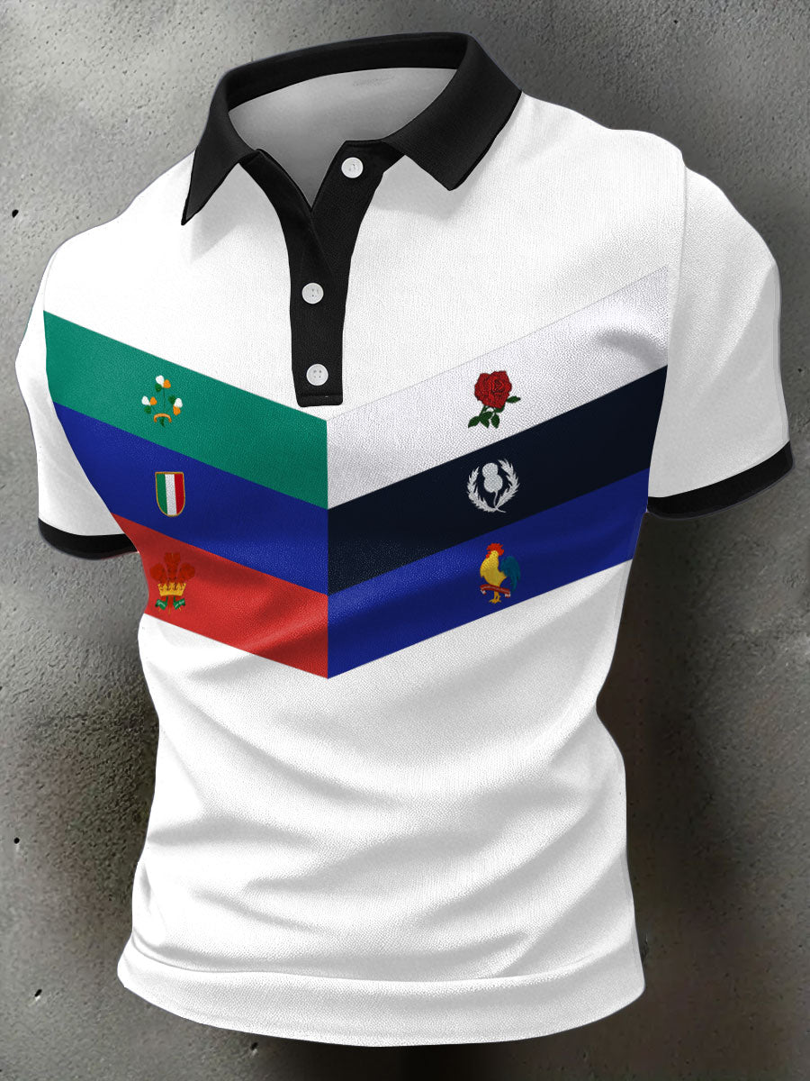 Men's Rugby Lover Game of Nations Printed Casual Tops