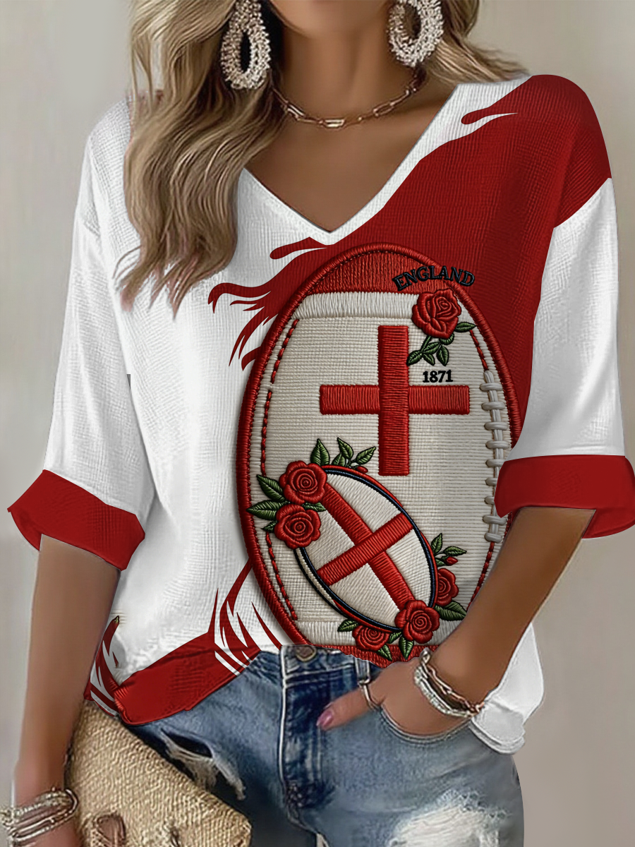 Women's England Rugby Lover Printed Waffle T-shirt