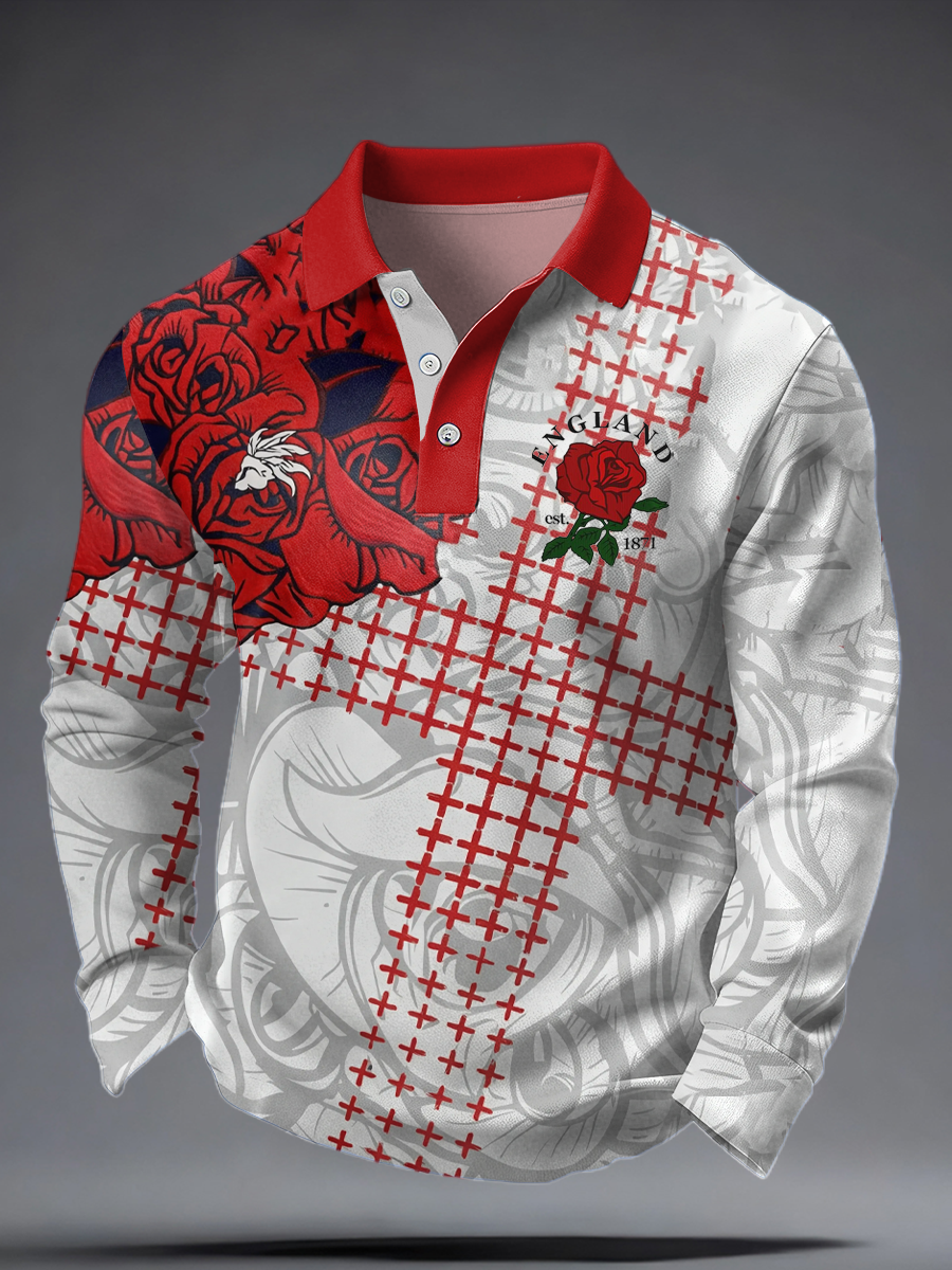Men's England Rugby Lover Printed long sleeve shirt