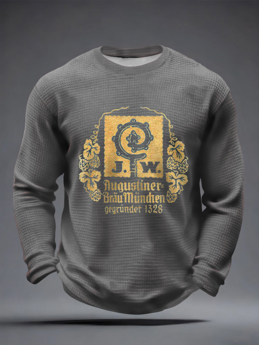 Herren-Bierliebhaber-Waffel-Longsleeve-T-Shirt