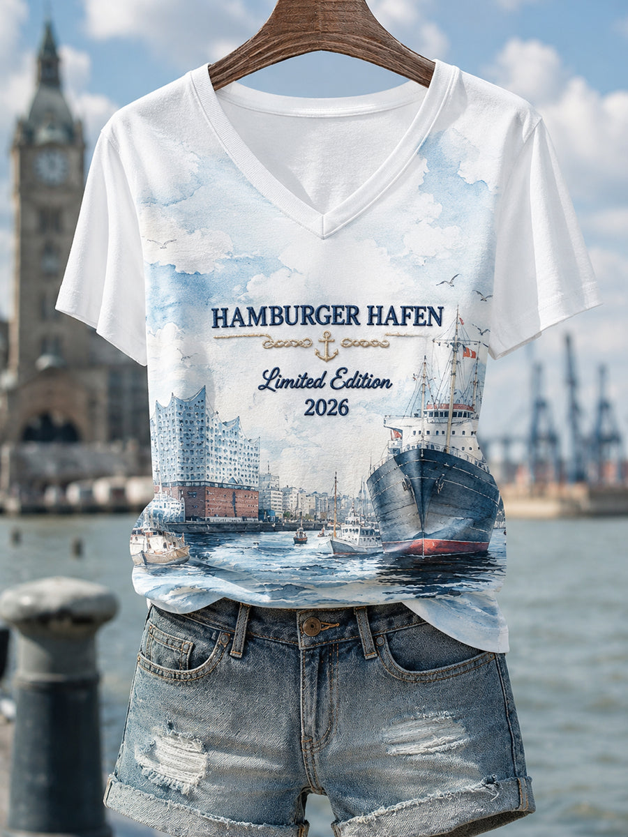 Damen-T-Shirt Hamburger Hafen 2026 Geburtstagsedition