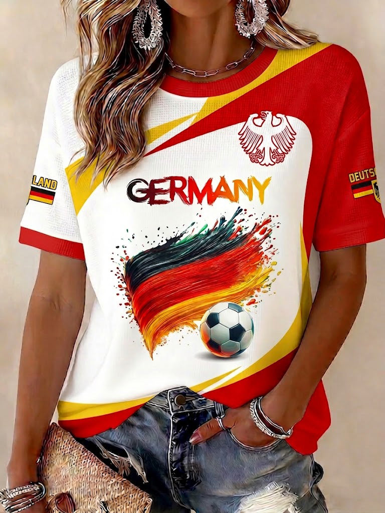 Frauen Deutschland Fußball bedrucktes T-Shirt
