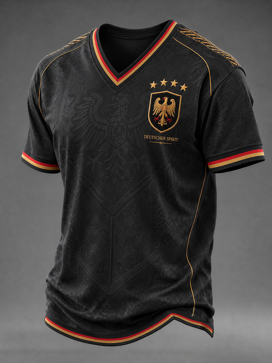 Men's Germany Football Printed V-neck T-shirt