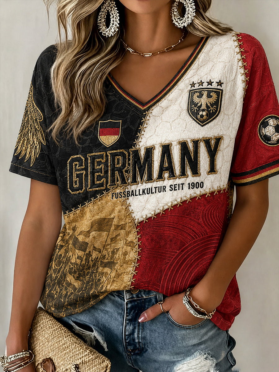 Damen-Fußball-V-Ausschnitt-T-Shirt in Deutschland