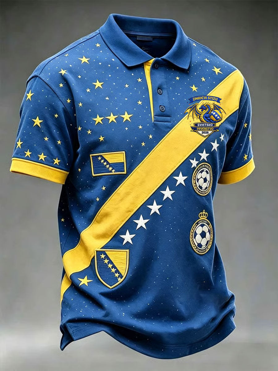 Herren Bosnien ZMAJEVI Fußballfan Kunstprint Freizeitoberteile