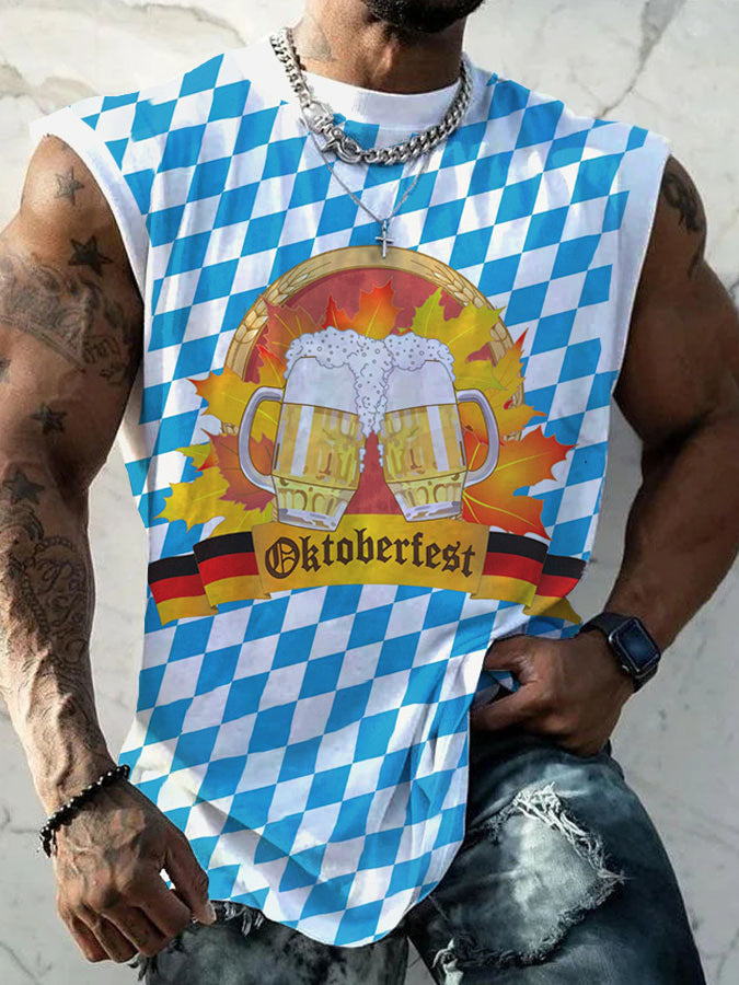 Herren Bier Fest Bayerisches Blau Geprüft Print Weste Top