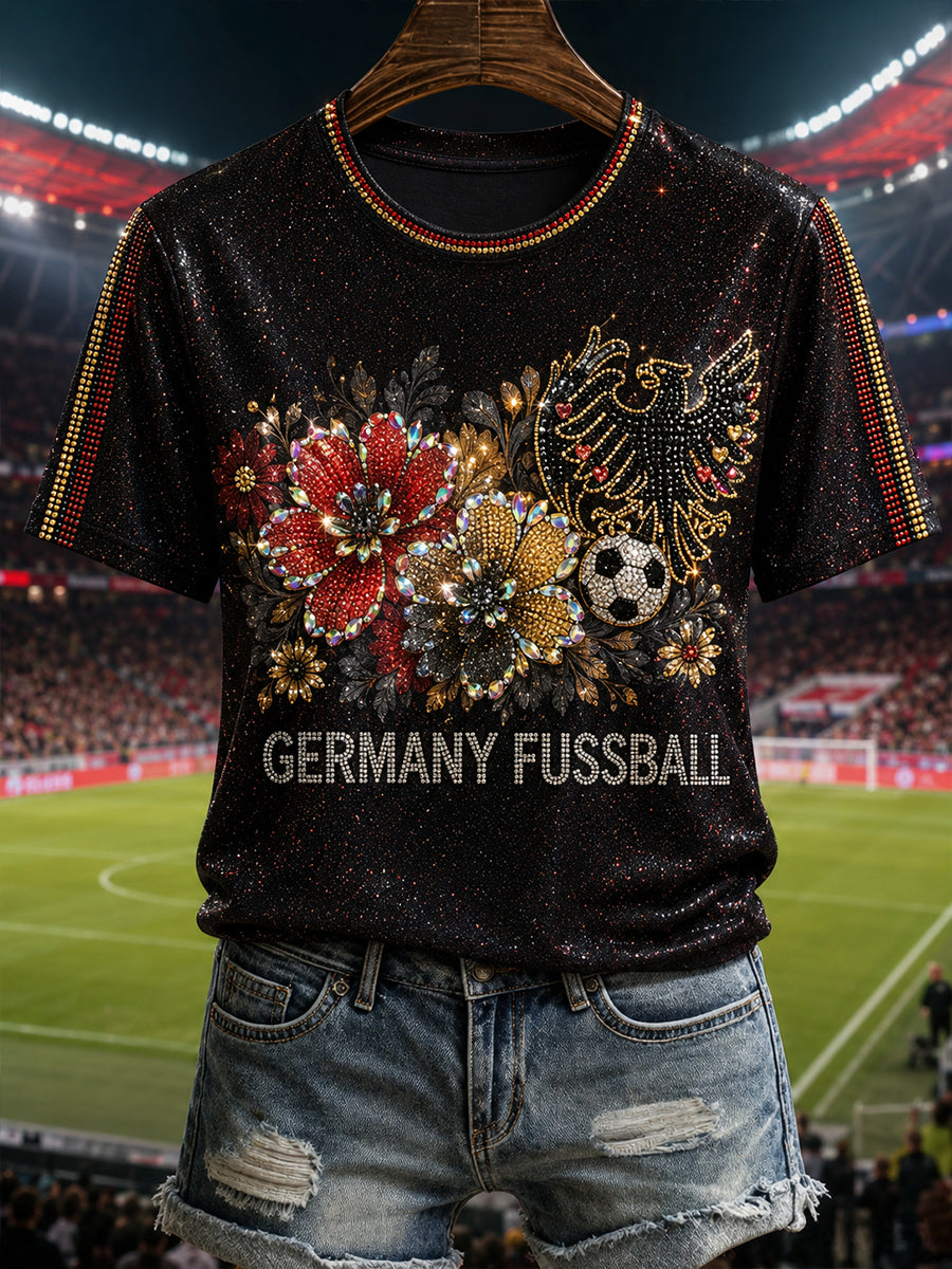 Damen-Fußball-T-Shirt aus Deutschland mit kurzen Ärmeln