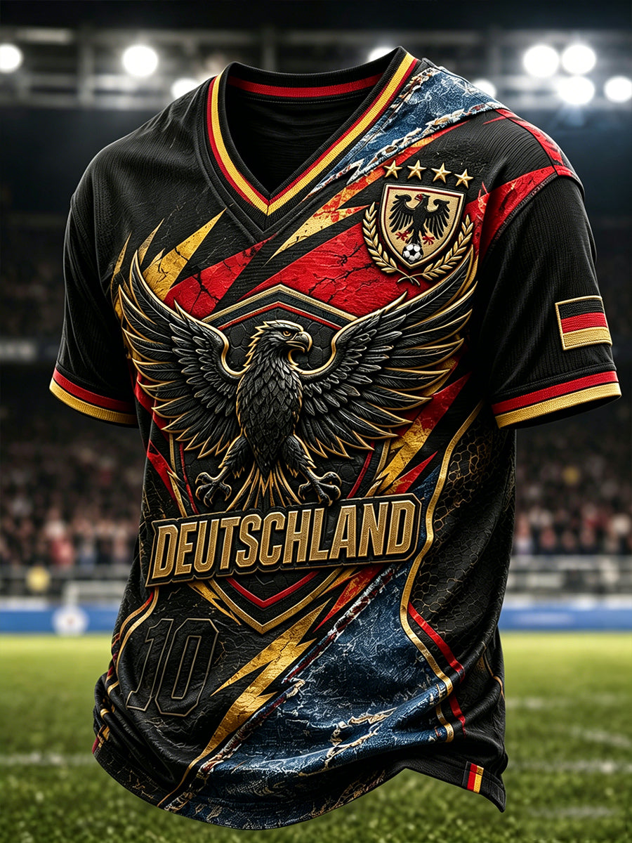 Herren-Fußball-V-Neck-T-Shirt aus Deutschland