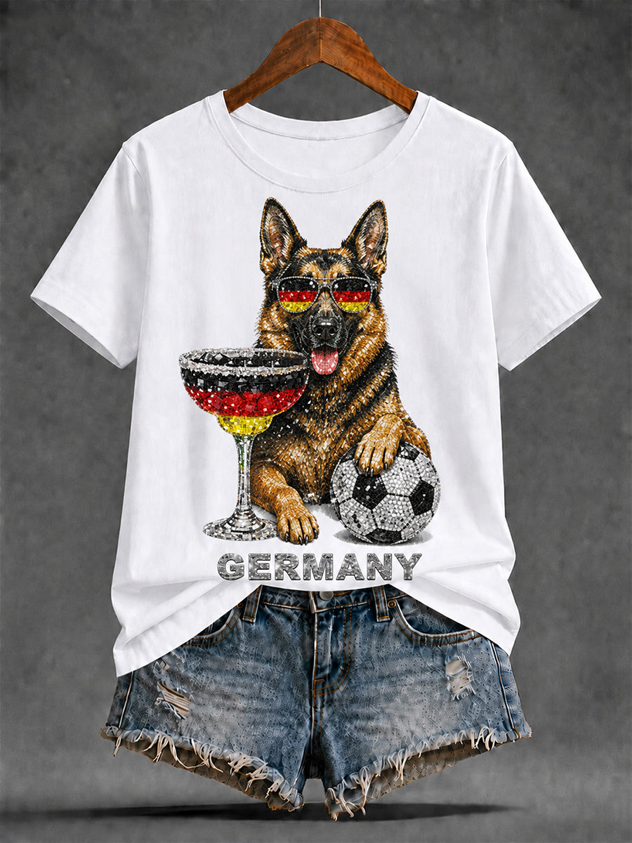 Damen-Artprint-T-Shirt mit kurzen Ärmeln, Deutschland-Design