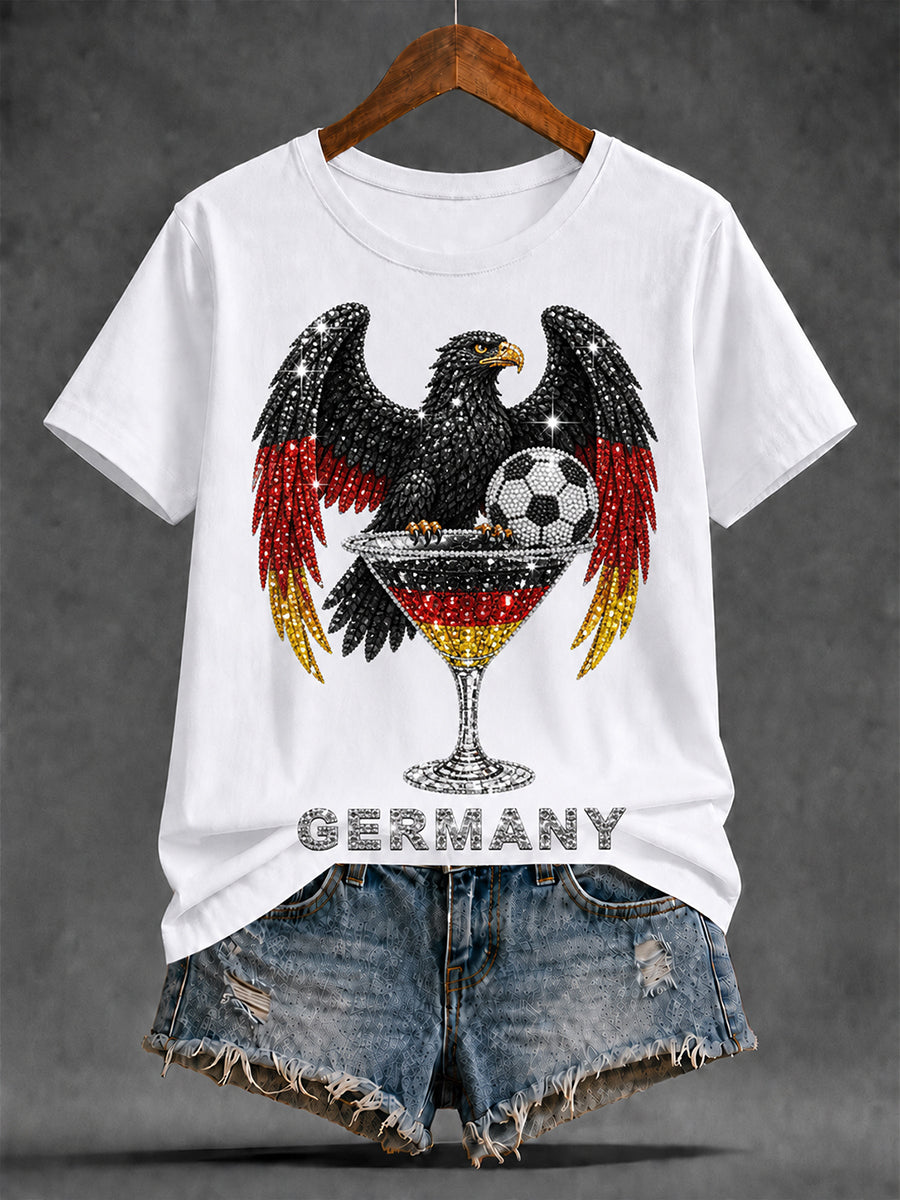 Damen-Artprint-T-Shirt mit kurzen Ärmeln, Deutschland-Design
