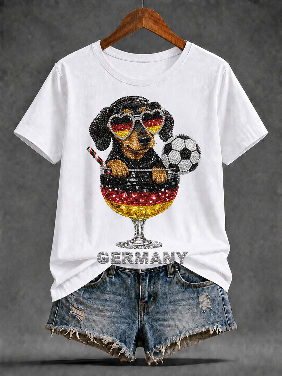 Damen-Artprint-T-Shirt mit kurzen Ärmeln, Deutschland-Design