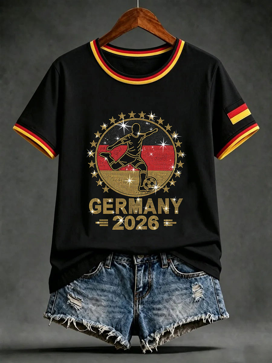 Damen-Artprint-T-Shirt mit kurzen Ärmeln, Deutschland-Design
