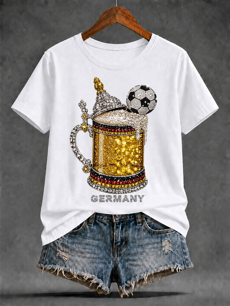 Damen-Artprint-T-Shirt mit kurzen Ärmeln, Deutschland-Design