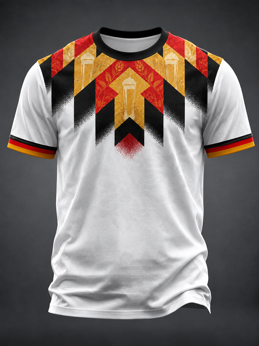 Men's Fun Football And Beer Print T-Shirt