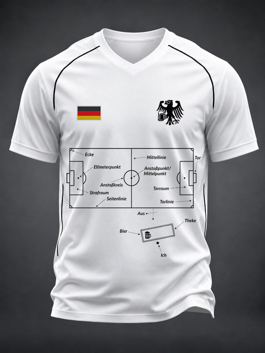 Men's Fun Football And Beer Print V-neck T-shirt