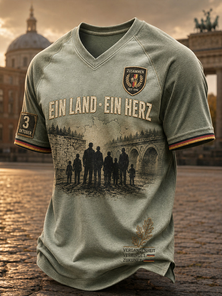 Herren-T-Shirt mit V-Ausschnitt zum Tag der deutschen Einheit