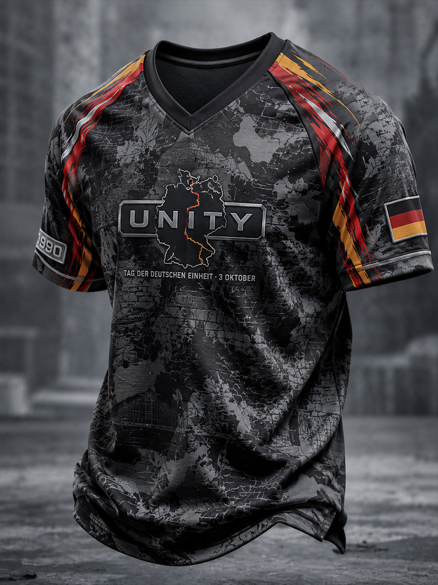 Herren-T-Shirt mit V-Ausschnitt zum Tag der deutschen Einheit