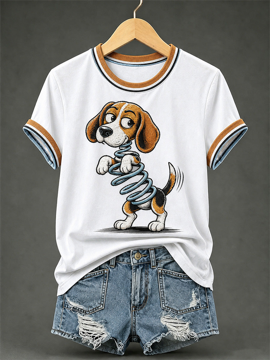 Lustiges Freizeit-T-Shirt für Damen mit Hundemotiv