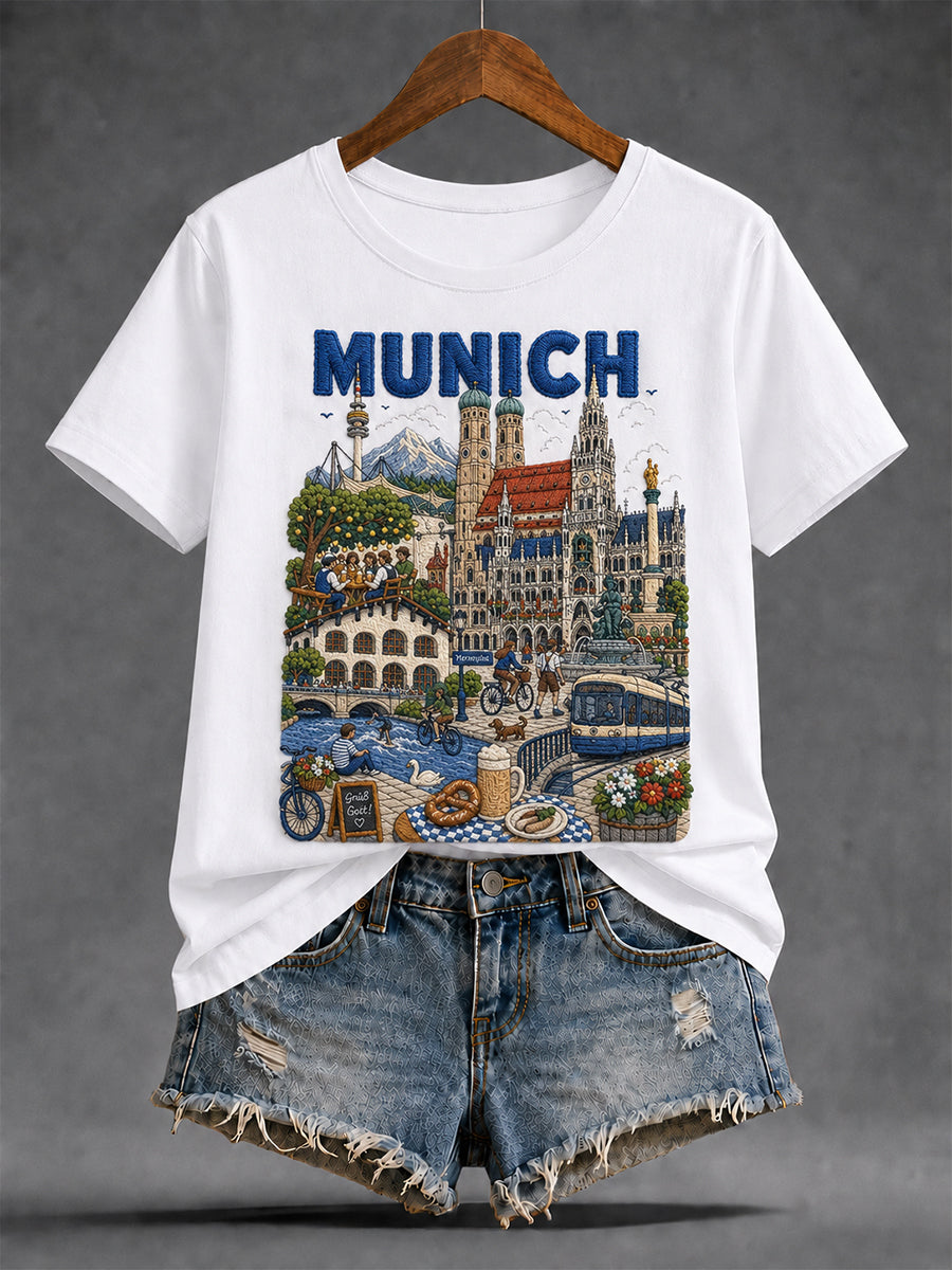 Damen-T-Shirt mit Städtegrafik, Deutschland