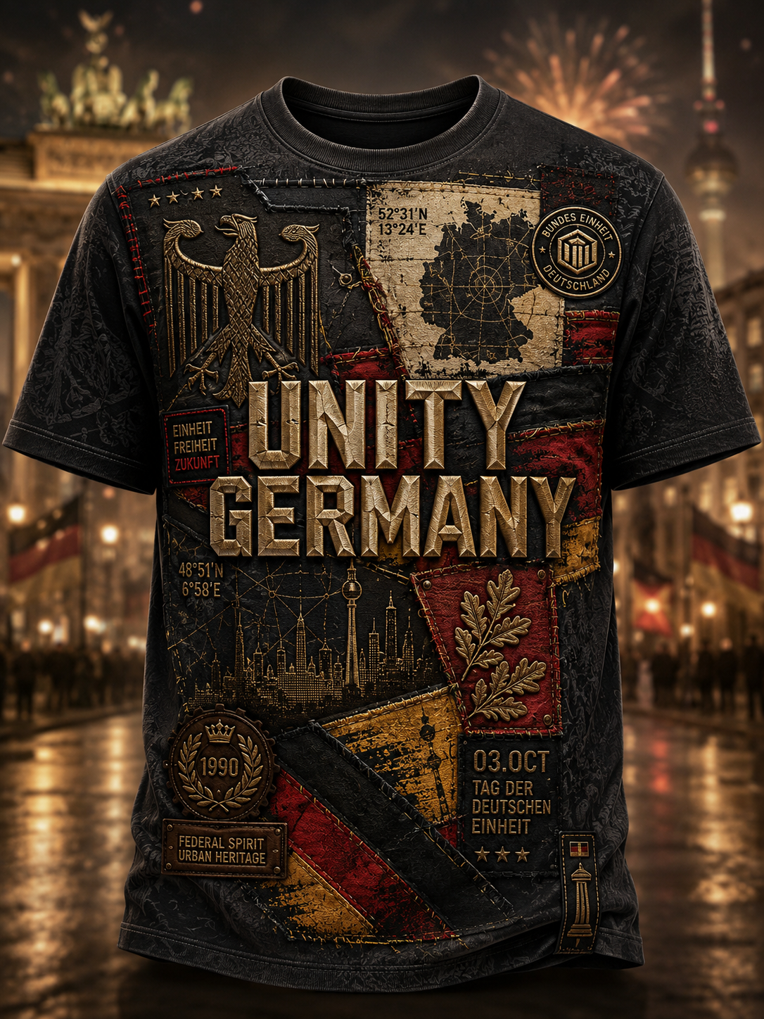 Herren-T-Shirt zum Tag der deutschen Einheit mit kurzen Ärmeln