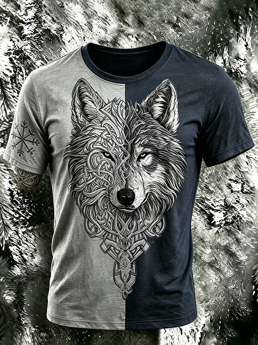 Retro-Viking‑Kunstdruck im nordischen Stil – lässiges T‑Shirt