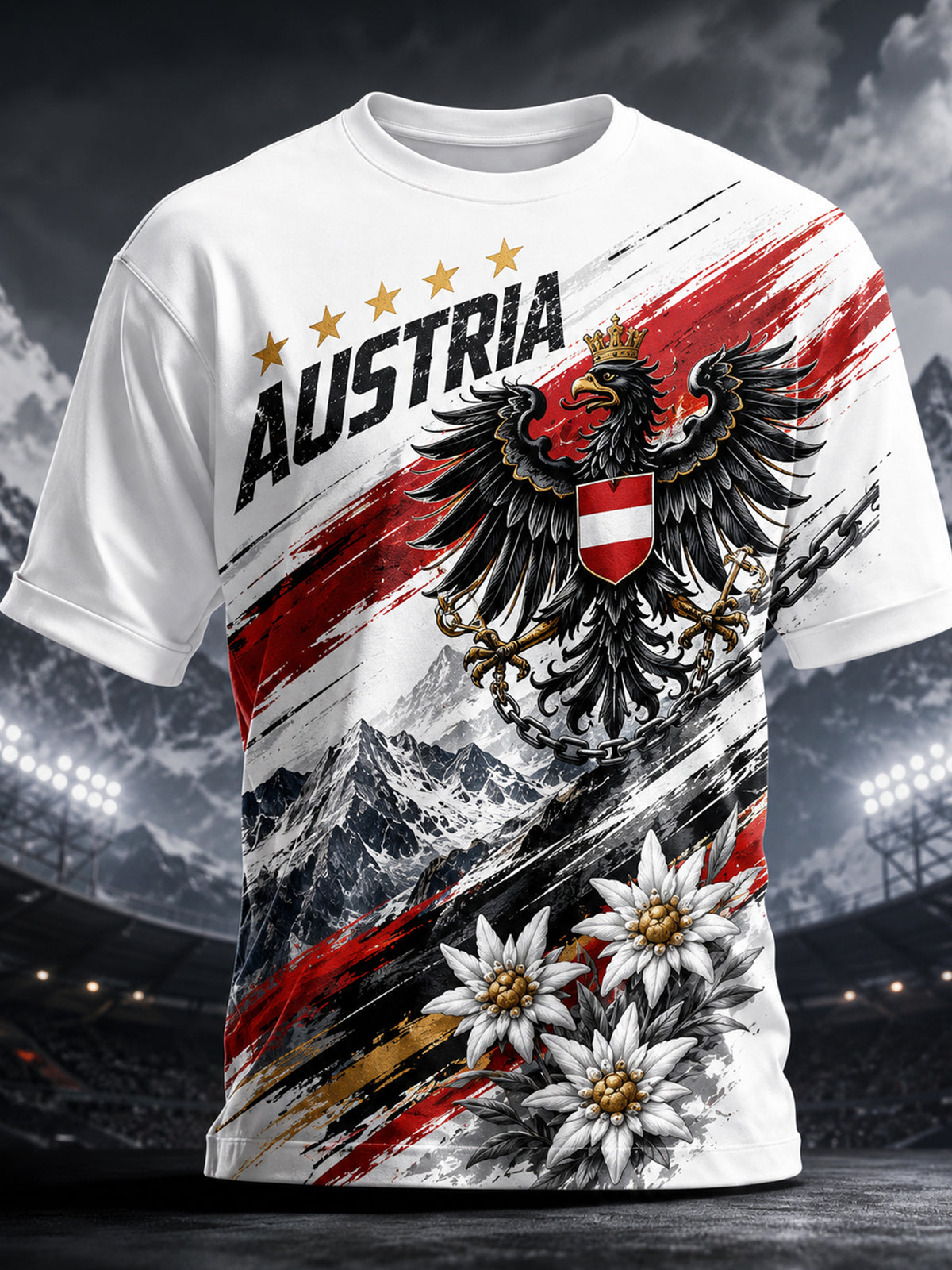Herren-T-Shirt mit künstlerischem Aufdruck: Motive österreichischer Schneeberge