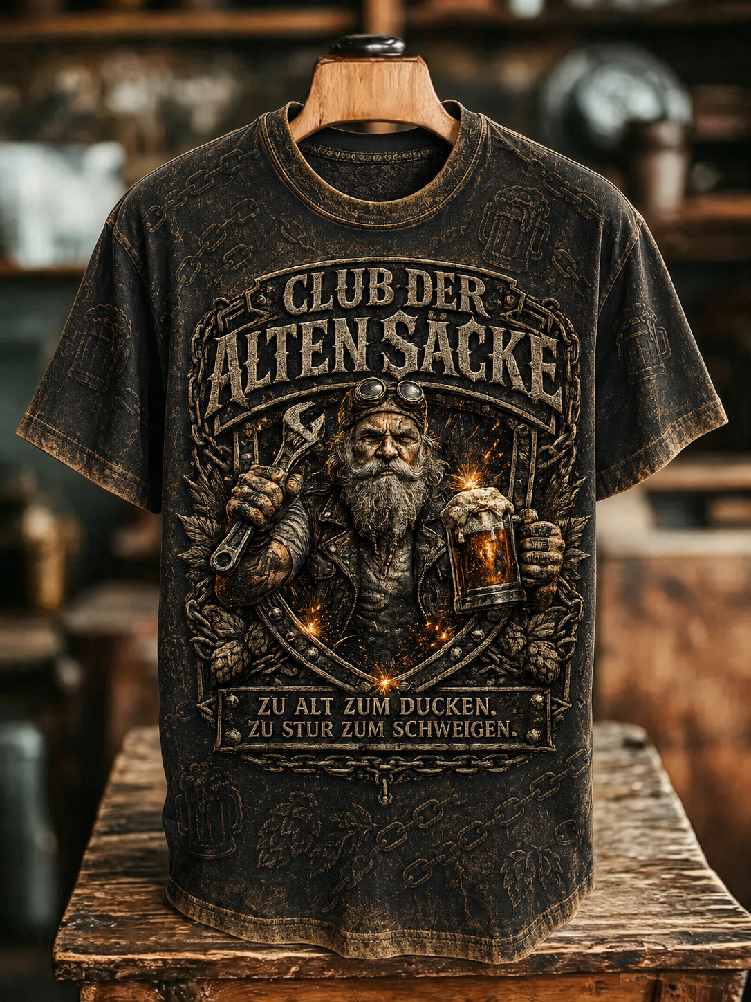 Herren-T-Shirt mit humorvollem Spruch und kurzen Ärmeln