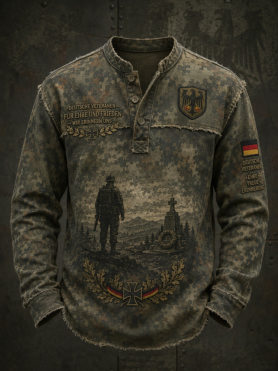 Herren-Veteranen-Herren-Herren-Oberteil mit Camo-Print, Langarm