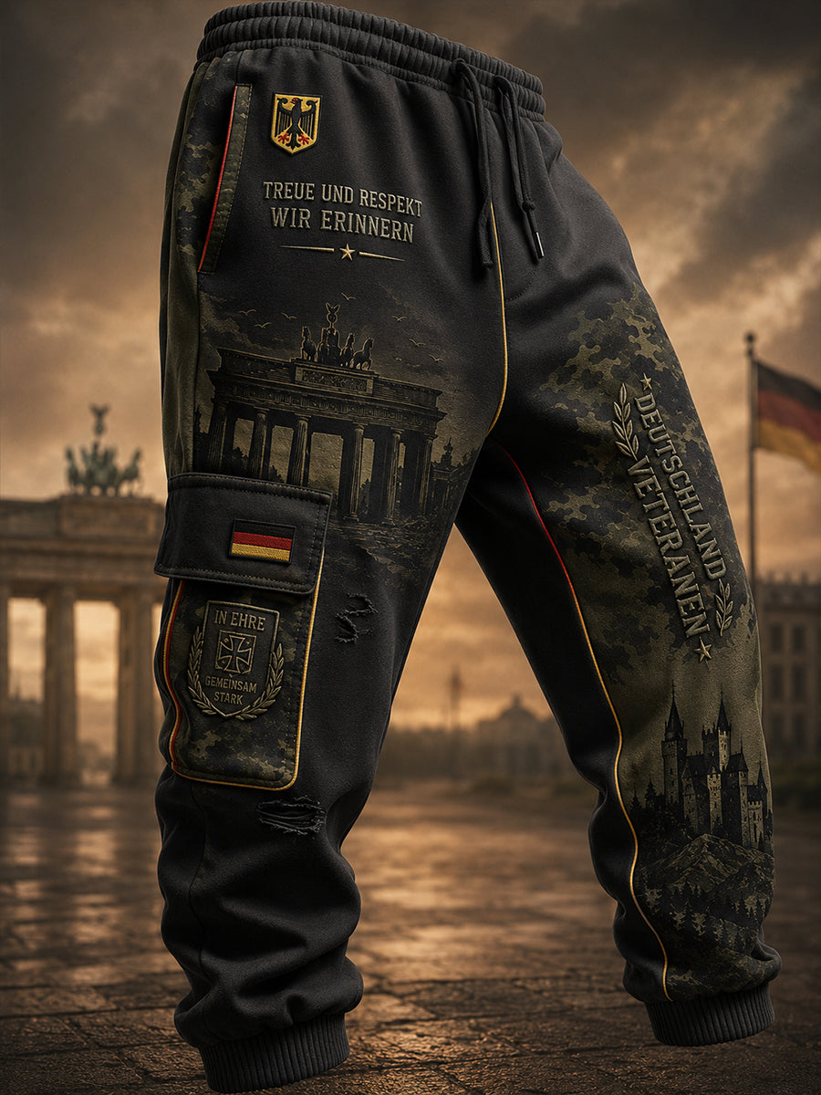 Herren lange Cargo hosen im Vintage-Stil mit Camo-Print