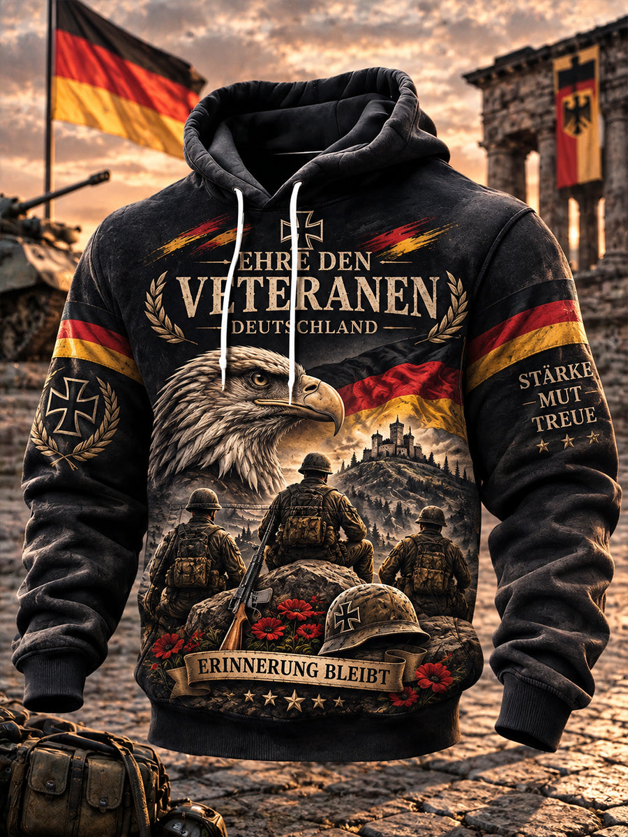 Herren-Kapuzenpullover mit Grafikdruck zum Gedenken an Veteranen