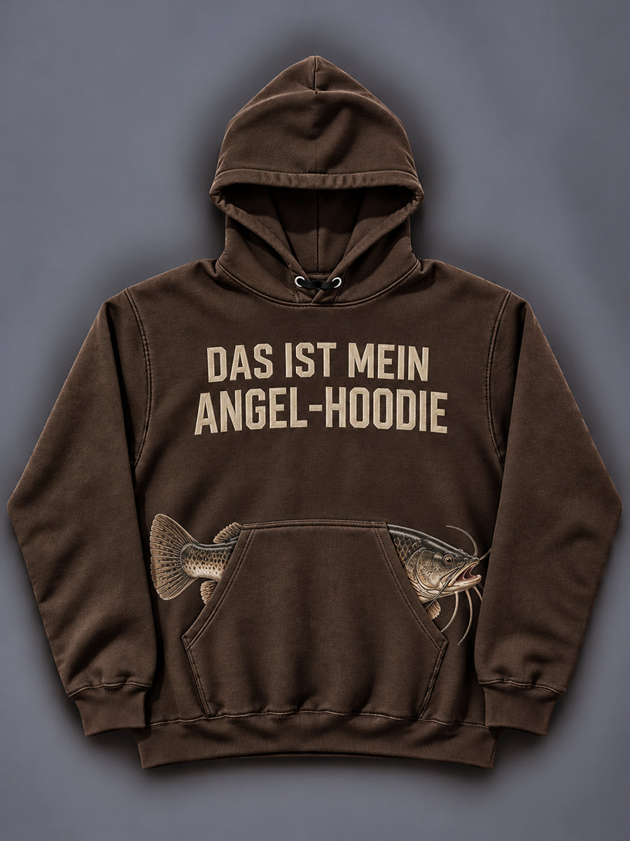 Herren-Kapuzenpullover mit witzigem Angler-Print und Tasche