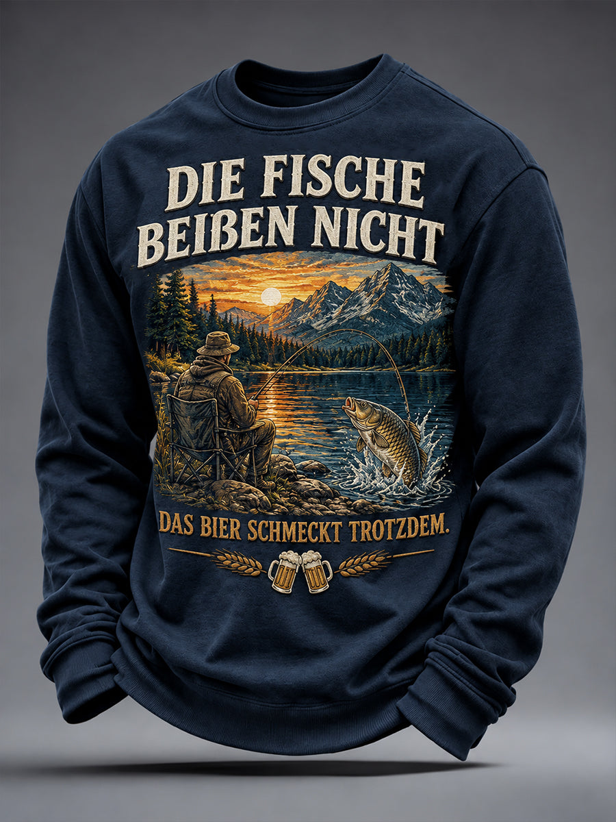 Herren-Sweatshirt mit lustigem Angeldruck und Rundhalsausschnitt