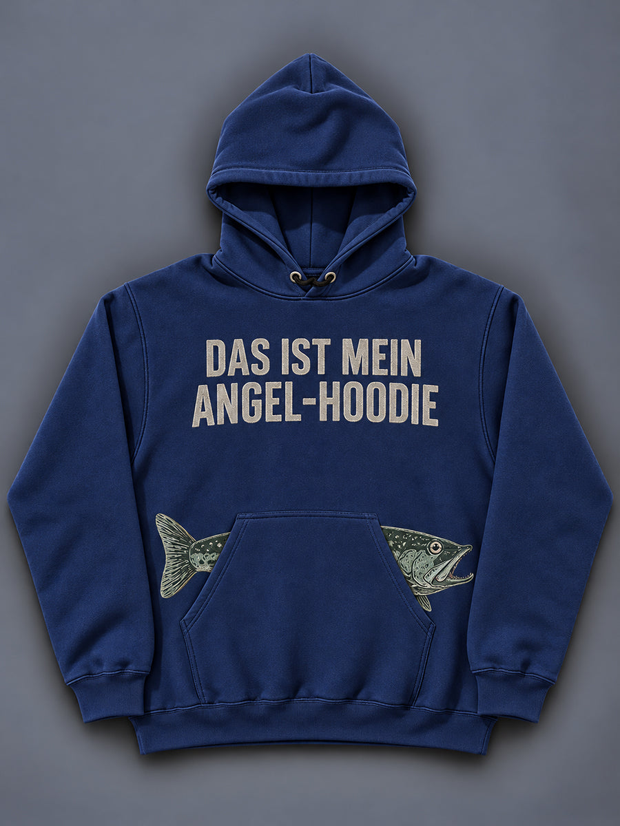 Herren-Kapuzenpullover mit witzigem Angler-Print und Tasche