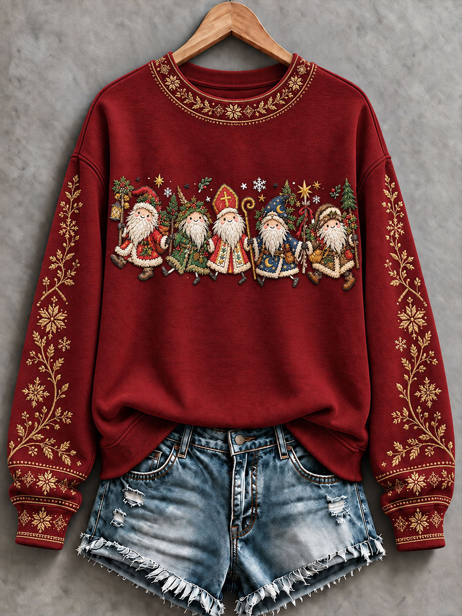 Damen-Kapuzenpullover „Winterfolklore“ mit Nikolaus- und Weihnachtsmotiv, lässiger Stil
