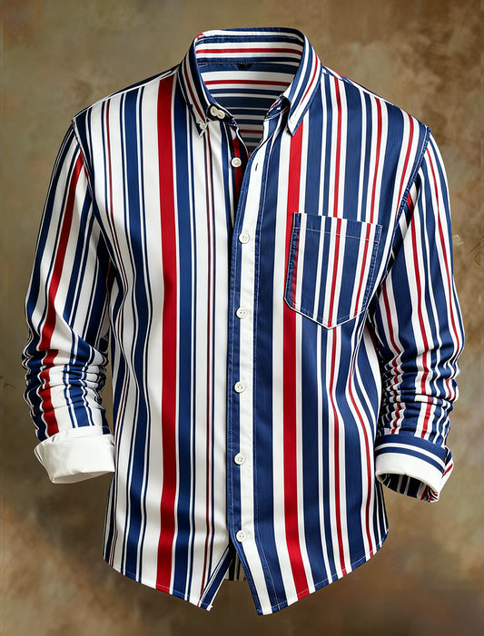 Herren Retro Abstrakter Kunstdruck Komfortables Business-Style-Shirt