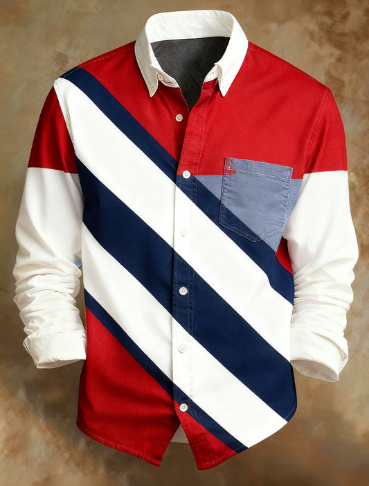 Herren Retro Abstrakter Kunstdruck Komfortables Business-Style-Shirt