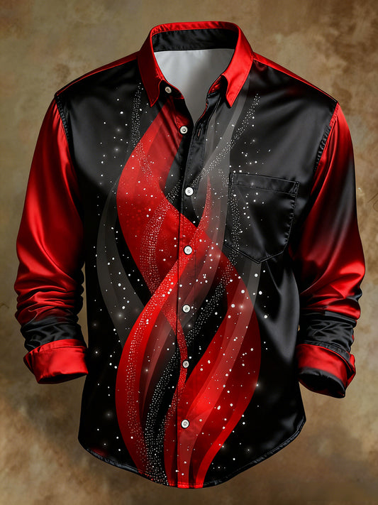 Herren Retro Abstrakter Kunstdruck Komfortables Business-Style-Shirt