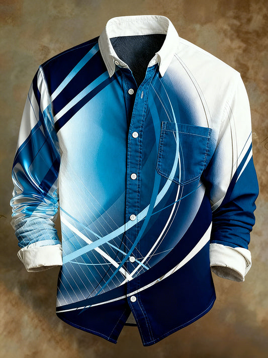 Herren Retro Abstrakter Kunstdruck Komfortables Business-Style-Shirt