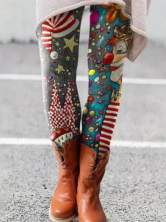 Frauen Kölner Karneval Clown Print Leggings