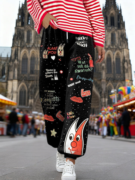 Damen Kölle Alaaf Kölner Karneval bedruckte Freizeit hose