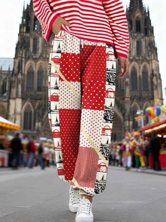 Damen Kölner Karneval bedruckte Freizeit hosen