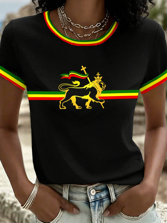 Women's Reggae Inspired Lion Print T-Shirt