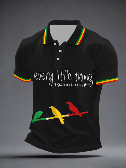 Men's Every Little Thing Is Gonna Be Alright Print Polo Shirt